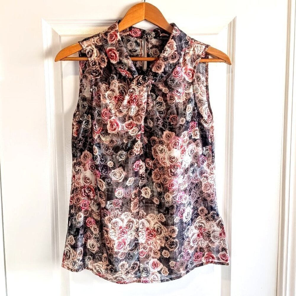 Brooks Brothers Silk Rose Floral Sleeveless Top
